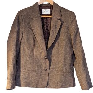 Pykettes Women's Brown Blazer 14 Business Casual Professional Corpcore Classic